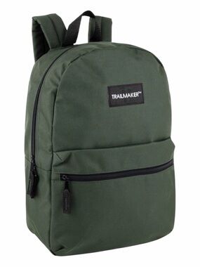 NWT Dark Army Green Backpack 17” Men Boy’s Back to School Bag Carryall Tote kids